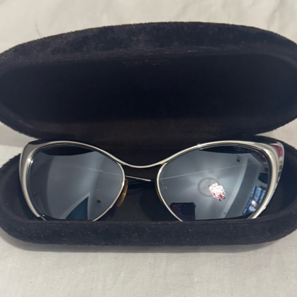 Tom Ford Black and Silver Cat-Eye Sunglasses